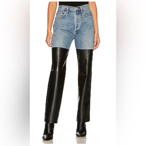 AGOLDE denim/leather 90s Pinch Jeans - Picture 2 of 2